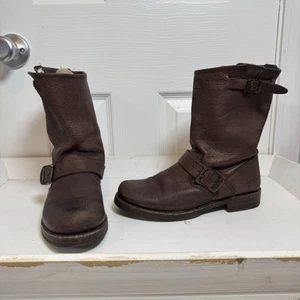 Frye Veronica Boots Womens US 6 Brown Short Distressed Moto Biker Engineer - Picture 1 of 20