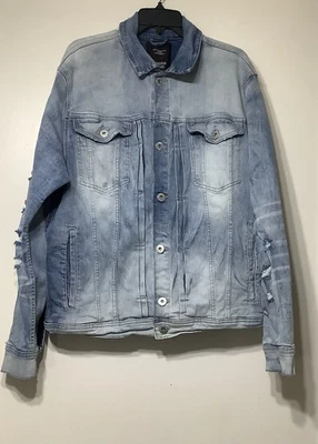 Chaqueta de mezclilla Jordan Craig para hombre XL azul desteñido Jean envejecido edición Raw Legacy Foto 1 de 4