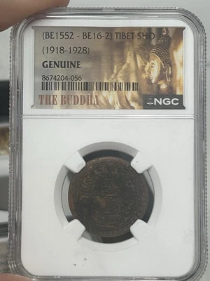 SASA TIBET Copper Sho Era 1918-1928 Tibetan Bronze Coin Snow Lion Ngc Genuine - Image 1 of 4