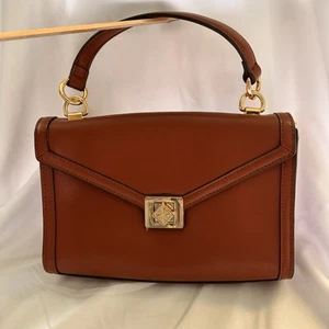 Antonio Melani Crossbody SmoothLeather Handbag Purse Chestnut Brown Turnlock NEW - Picture 1 of 18