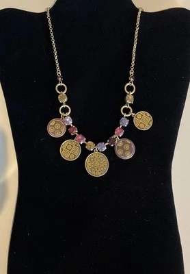 "Monedas colgantes de diseño danés esmalte peregrino piedras preciosas rosa púrpura 16 y 12"" ajustables" Foto 1 de 4