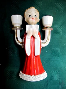 Vintage 1950’s RARE Christmas Ucagco Porcelain Choir Boy 2-Candle Stick JAPAN - Picture 1 of 18