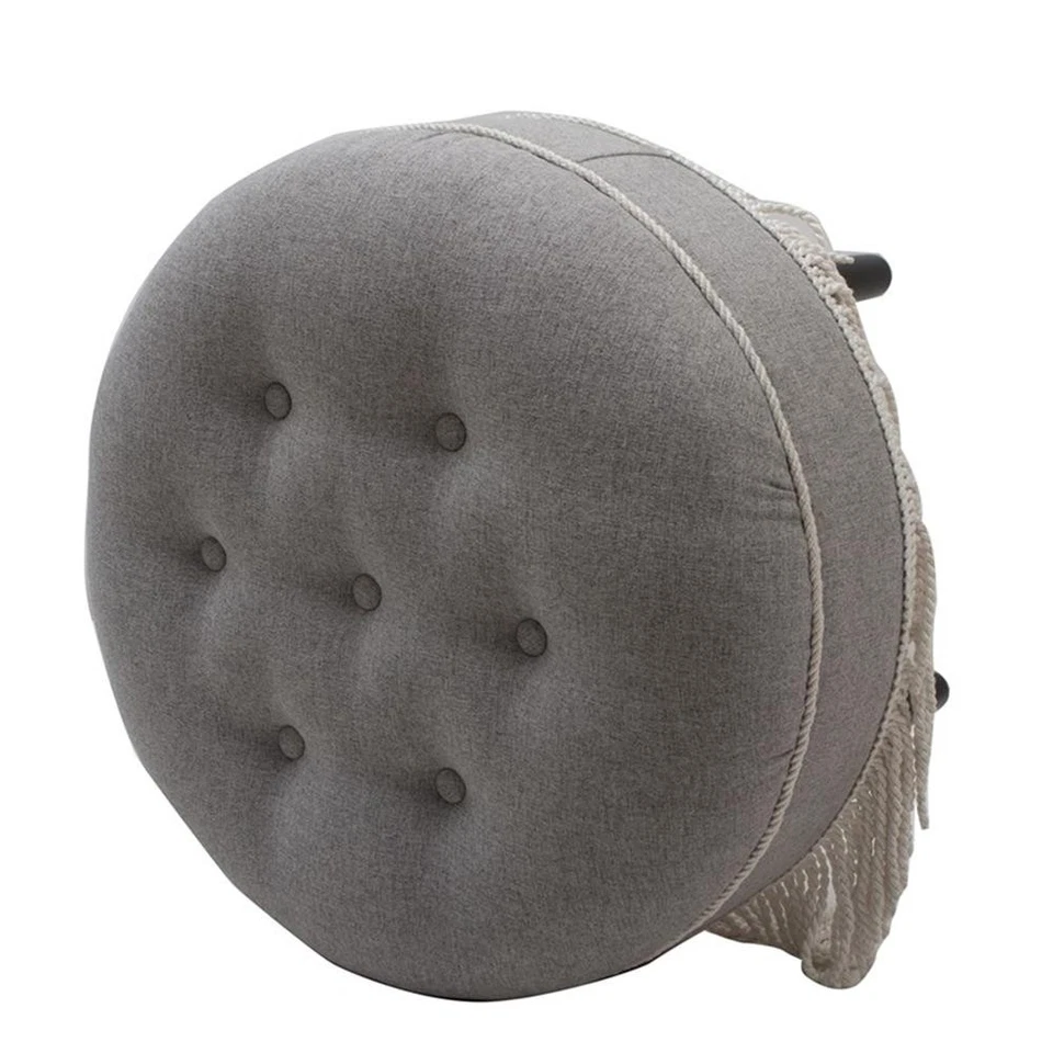 Yolanda Tufted Decorative Round Ottoman Light Grey - Image 1 of 4