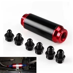 Universal Racing In-Line Fuel Filter With AN6 AN8 10 Fittings Adapter 40 Micron - Picture 1 of 15