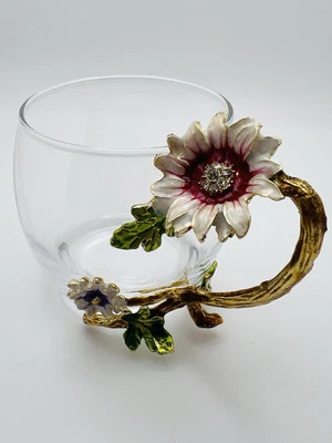 Taza de té de vidrio esmaltado con cristal de girasol sin plomo Foto 1 de 4