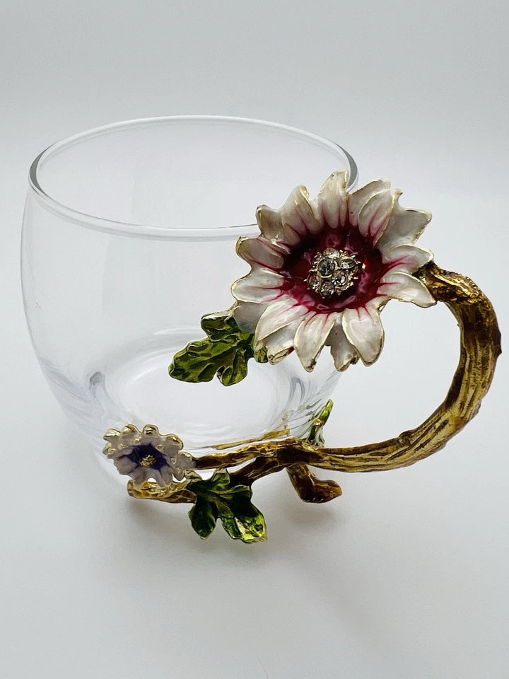 Taza de té de vidrio esmaltado con cristal de girasol sin plomo Foto 1 de 4