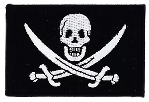 Toppe Toppa PATCH PIRATA JACK RACKHAM Bandiera banderina ricamata termoadesivo - Bild 1 von 1