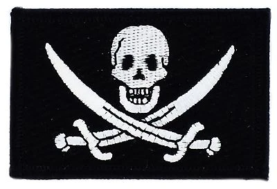 Toppe Toppa PATCH PIRATA JACK RACKHAM Bandiera banderina ricamata termoadesivo