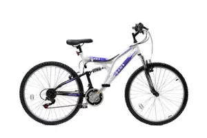 Basis 2 Bicycle Full Susp Mountain Bike 26" Wheel 18 Speed White Purple - Picture 1 of 5
