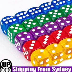 48PCS Bulk 6 Sided Games Dice Transparent Colorful Game Play Toy Board Games AUS - Picture 1 of 7