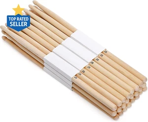 12 Pairs Drumsticks, Hard Maple 2B Wood Tip Drum Sticks, Exercise Drum Sticks fo - Picture 1 of 12