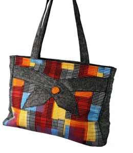 Bolso de Mano a Cuadros Cartera Multicolor Bolso de Hombro Colorido Vibrante Cremallera Superior - Imagen 1 de 15
