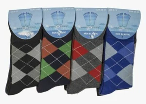 Calze diabetiche da uomo non elastiche ARGYLE comfort top morbide 3 paia calzini taglia UK6-11 - Foto 1 di 1