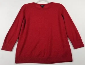 Halogen Atlantic Pacific Sweater Women 1 Red Metallic Crewneck ¾ Sleeves Holiday - Picture 1 of 9