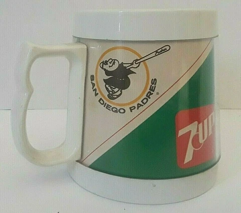 Vintage 7up Advertisement San Diego Padres Mascot Bird Plastic Mug Cover