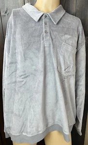 Men’s Grey Velour Long Sleeve Button Up Shirt Size 3XL Irvine Park - Picture 1 of 5