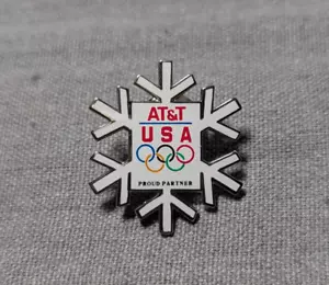 AT&T stolzer Partner der USA Olympischen Winterspiele Schneeflocke Anstecknadel Button Aminco - Bild 1 von 5