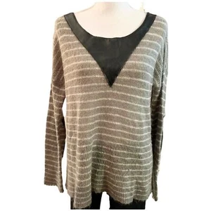 Women's Vintage Havana gray stripe elbow patch sweater size medium - Picture 1 of 6