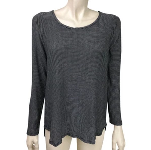 Top de mujer Lauren Conrad XL negro a rayas ojo de cerradura lazo TIE negro manga larga - Imagen 1 de 6