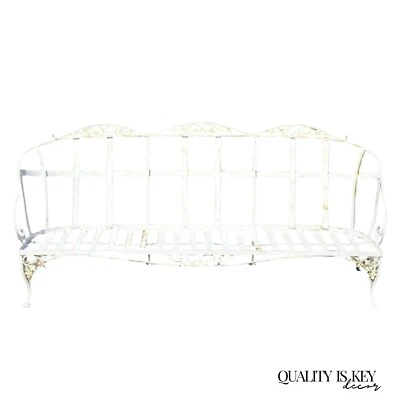 Vintage Woodard Chantilly Rose Wrought Iron 3 Seat Garden Patio Sunroom Sofa - Image 1 of 4