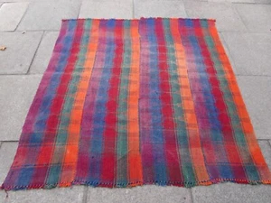 Vintage Tribal Nomadic Hand Made Oriental Red Blue Wool MOJJ Kilim 155x160cm  - Picture 1 of 12