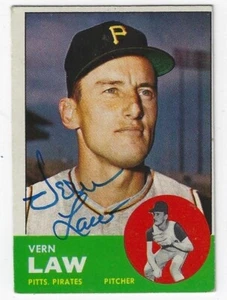 Signed VERN LAW 1963 Topps Pittsburgh Pirates Autographed Card #184 - COA - Picture 1 of 1
