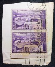 1953 3c Ann. of Trucking Stamp Pair On Paper Sc#1025 FREE2Ship w/TRACKING(S408)