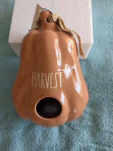 Rae Dunn Harvest Gourd Shaped Birdhouse-Orange Fall Decor NWT Cover