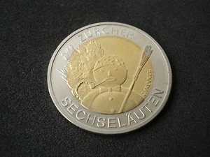 Switzerland, 5 Francs, 2001, Zurcher Sechselauten, bi-metallic; Suisse - Picture 1 of 2