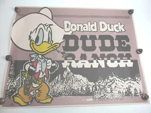 Póster vintage RARO Pato Donald Dude Ranch Estampado 28""x22"" AB1A2303 - Imagen 1 de 6