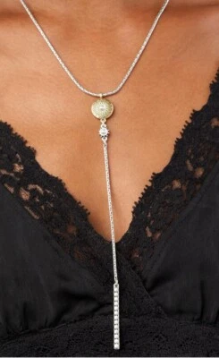 Lucky Brand 2 Tone Silver & Gold Lariat w/ Pearls Drop Necklace - Image 1 of 4