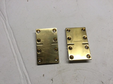 (2) Butler Tray Table Hinges Square Edge Brass Polished Finish 1 1/2 x 2 1/2 Cover