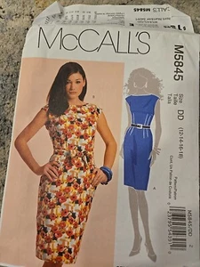 McCall's Sewing Pattern M5845 Lined Dresses Belt Misses 12-14-16-18 Plus Size - Picture 1 of 3