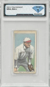 1909-11 T206 Piedmont NEAL BALL 💎 DSG 1 Poor - Picture 1 of 2