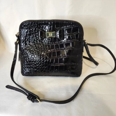 Bolso Bandolera Liz Claiborne Mujer Talla Pequeña Patente de Caimán Detalle de Lazo Cartera Foto 1 de 4