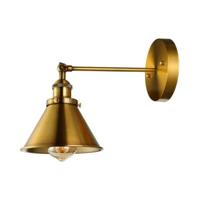 Aplique de pared de latón cepillado vintage lámpara de latón antiguo accesorio ajustable Foto 1 de 4