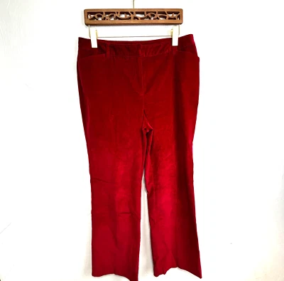 Pantalones de pana rojos vintage años 90 Jones Wear deportivos elásticos corte bota elegante oficina Foto 1 de 4