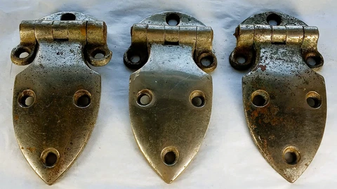 Antique Vintage Set /3 Icebox Hinges Nickel Plated Cover