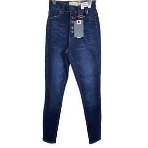 Cyclon Premium Denim Women's High Waist Button Fly Skinny Jeans Size 5 Dark Blue - Picture 1 of 7