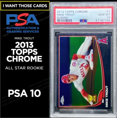 MIKE TROUT All-Star Rookie ⭐️ 2013 Topps CHROME Sliding #1 💎 GEM MINT PSA 10 - Image 1 of 4