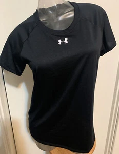 Camisa atlética suelta de manga corta negra Under Armour para damas equipo térmico pequeña - Imagen 1 de 3