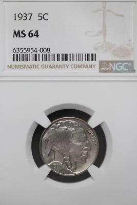 1937 Buffalo Nickel NGC MS64 *DoubleJCoins* 2300-80 - Image 1 of 2