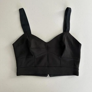 Bralette Faith Connexion Top Mediano Negro Cremallera Frontal Recortado Bustier Y2K Club Edgy - Imagen 1 de 7