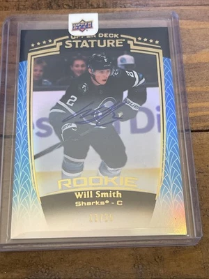 2024-25 Upper Deck Stature WILL SMITH Rookie Blue Auto /25 San Jose Sharks RC - Image 1 of 2