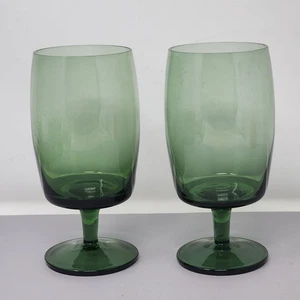Vintage Emerald Green Gorham Crystal Goblets Set Of 2 - Picture 1 of 8