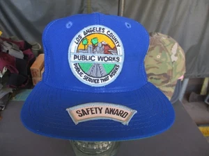 Cappello da lavoro vintage anni 80 LOS ANGELES COUNTY PUBLIC WORKS, berretto snapback - Foto 1 di 17