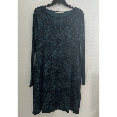 Vestido Peruvian Connection Katazome Orla Talla L Negro Teal Pima Algodón Modal Modesto Foto 1 de 4