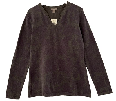 J. Jill size S gay & purple scroll print pullover sweater NWT cotton blend - Image 1 of 4