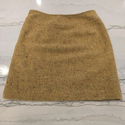 90-е винтажная женская юбка Liz Claiborne Lizsport 10 желтовато-коричневая донегал твидовая шерсть - Изображение 1 из 4