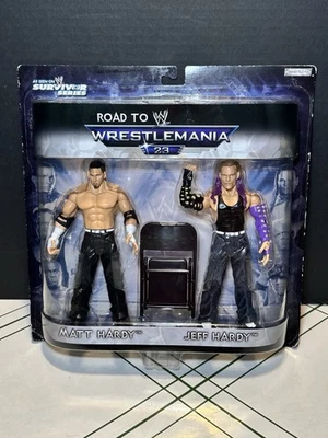 Jakks Pacific 2007 WWE Road To Wrestlemania 23 Matt Jeff The Hardy Boyz Figures - Image 1 of 4